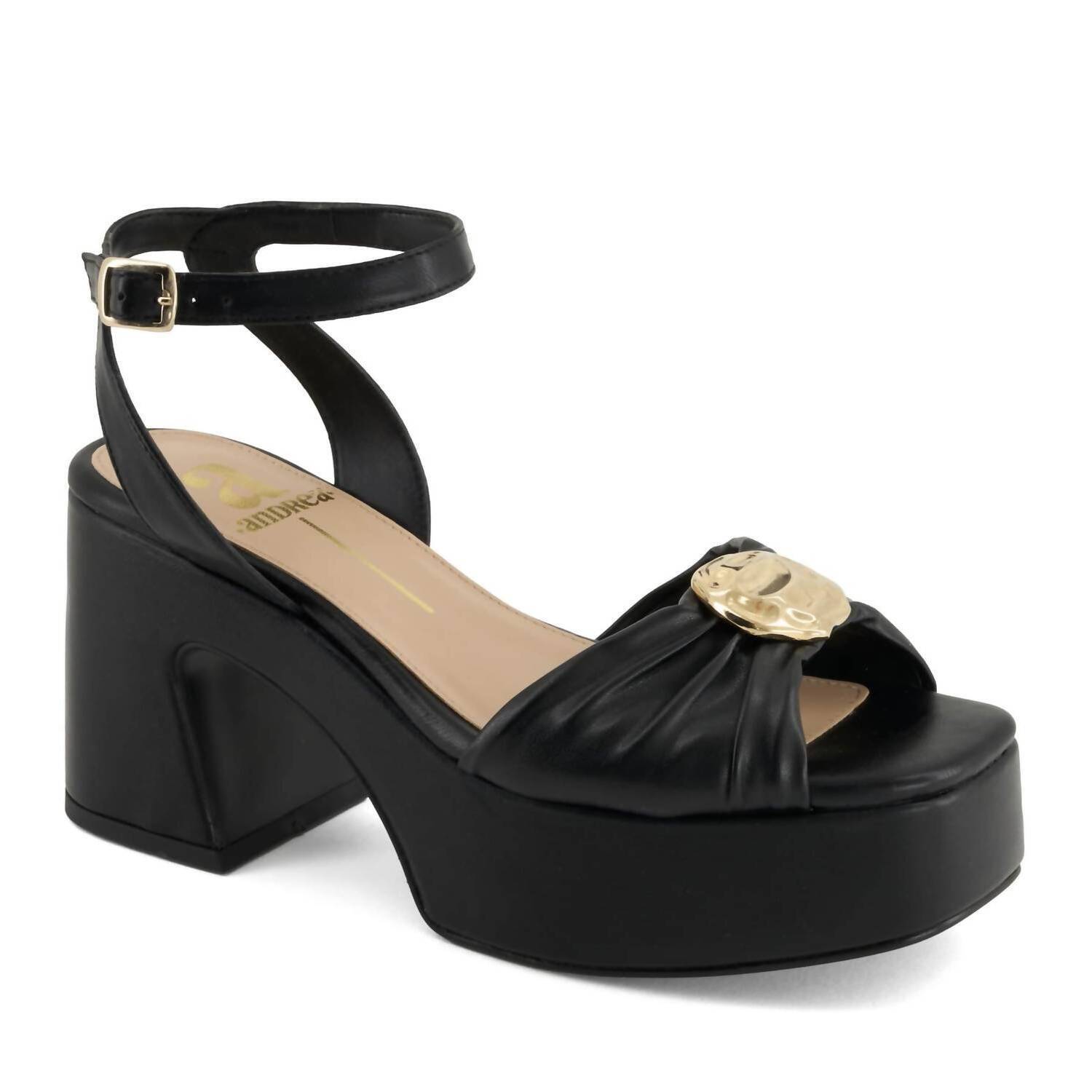 New Andrea Women's Chunky Block Heel Sandal In Black